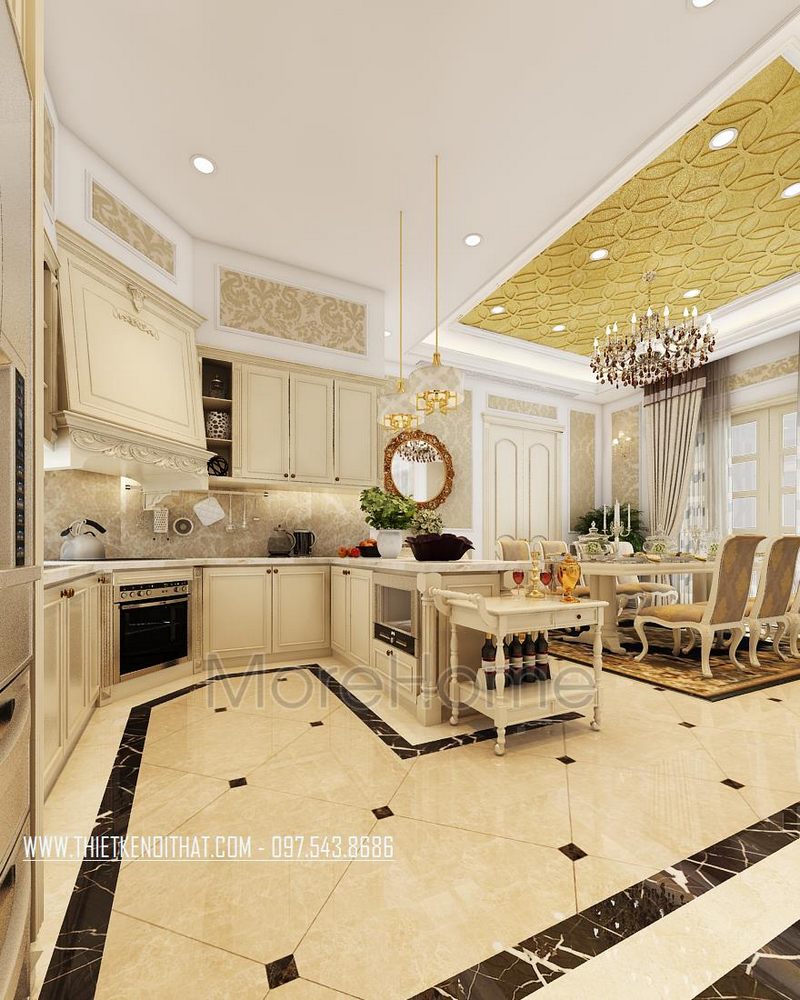 Tủ biếp tân cổ điển tại Quảng Ninh